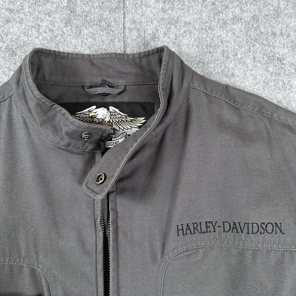 Vintage Harley Davidson Detroit Jacket Embroidered Mechanic Canvas Bomber - Picture 3 of 16